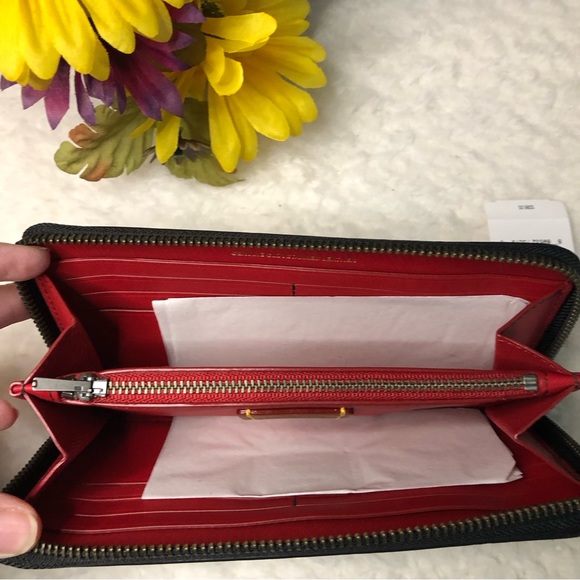 F58183 Coach 1941 Rare Zip Around Accordion Leather Wallet Sequins Z41 Coupe Car - Picture 6 of 15